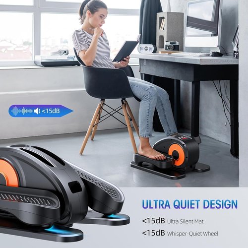 BAOKALER Under Desk Elliptical Machine, Ellipse Leg Exerciser for Seniors Fully Assembled, Quiet & Portable Electric Seated Pedal Exerciser with 15Adjustable Speeds & Remote Control