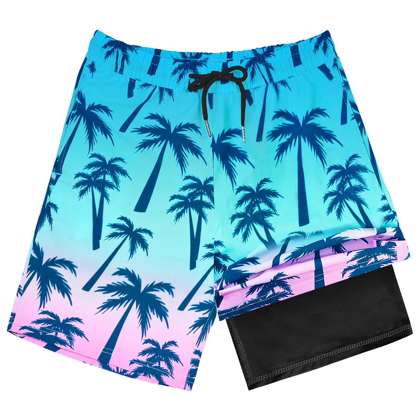 OlyPegic Boys Swim Trunks with Boxer Brief Liner Compression Boy Bathing Suit Quick Dry Beach Swimsuit Toddler Swim Shorts