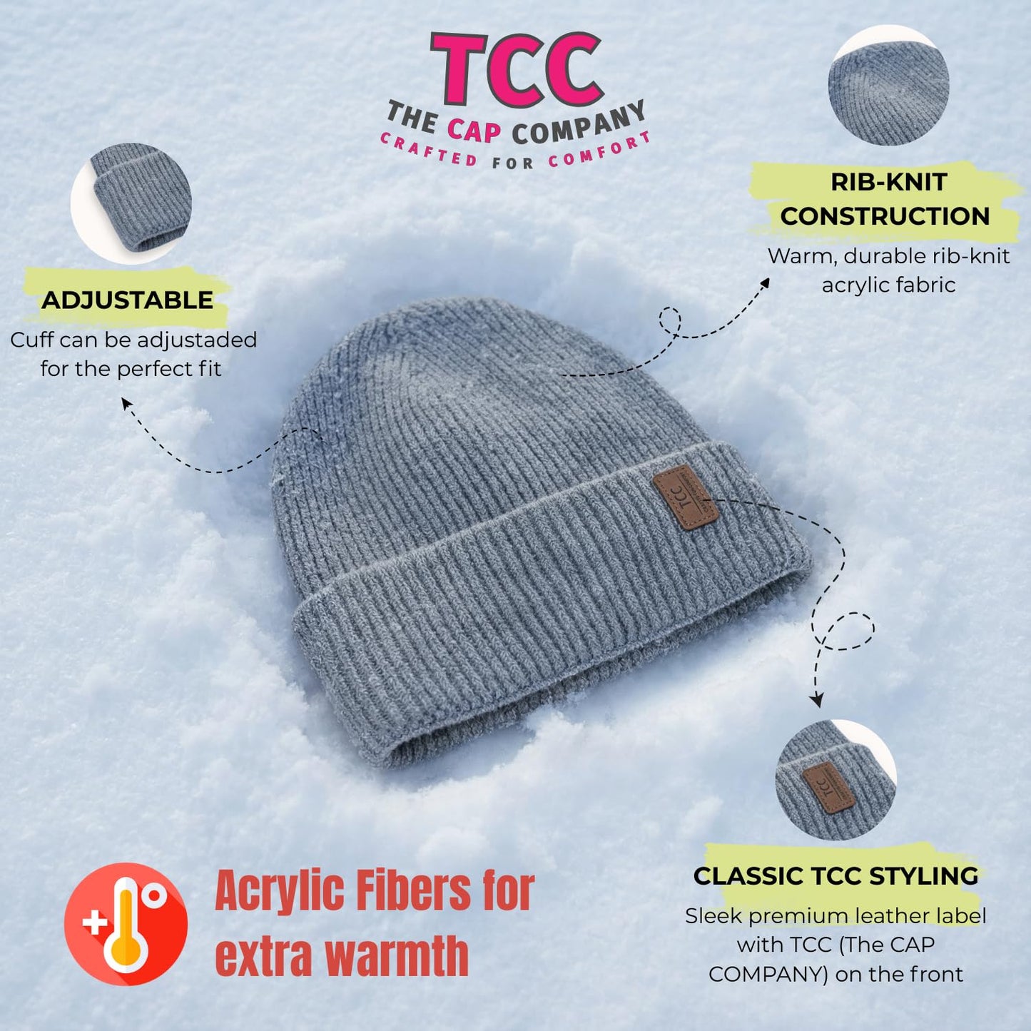 Beanie for Men Women | Cuffed Thick Soft Knitted Unisex Winter Hat Beanies Skull Cap