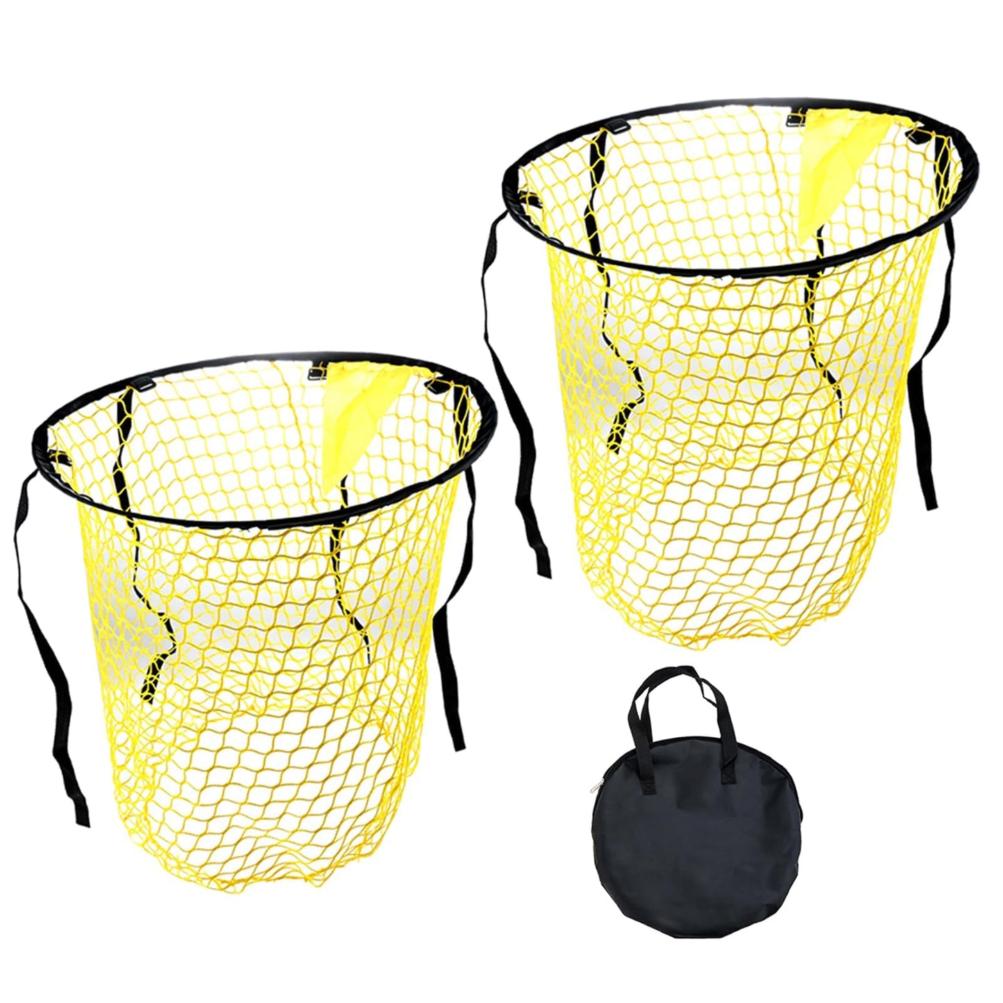 2Pcs Soccer Top Bins Target Net, 45cm/17.7in Yellow Fold-able Football Training Bag, Football Target Goal Net, Top Corner Target Net Goals for Kids Shootings Accuracy Practice Equipment