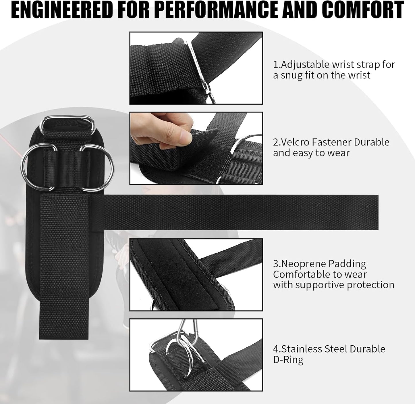 2Pcs Weightlifting Straps with D Ring,Adjustable Wrist Straps for Weightlifting,Fitness for Men and Women,Suitable for Gym, Deadlift, Strength Training
