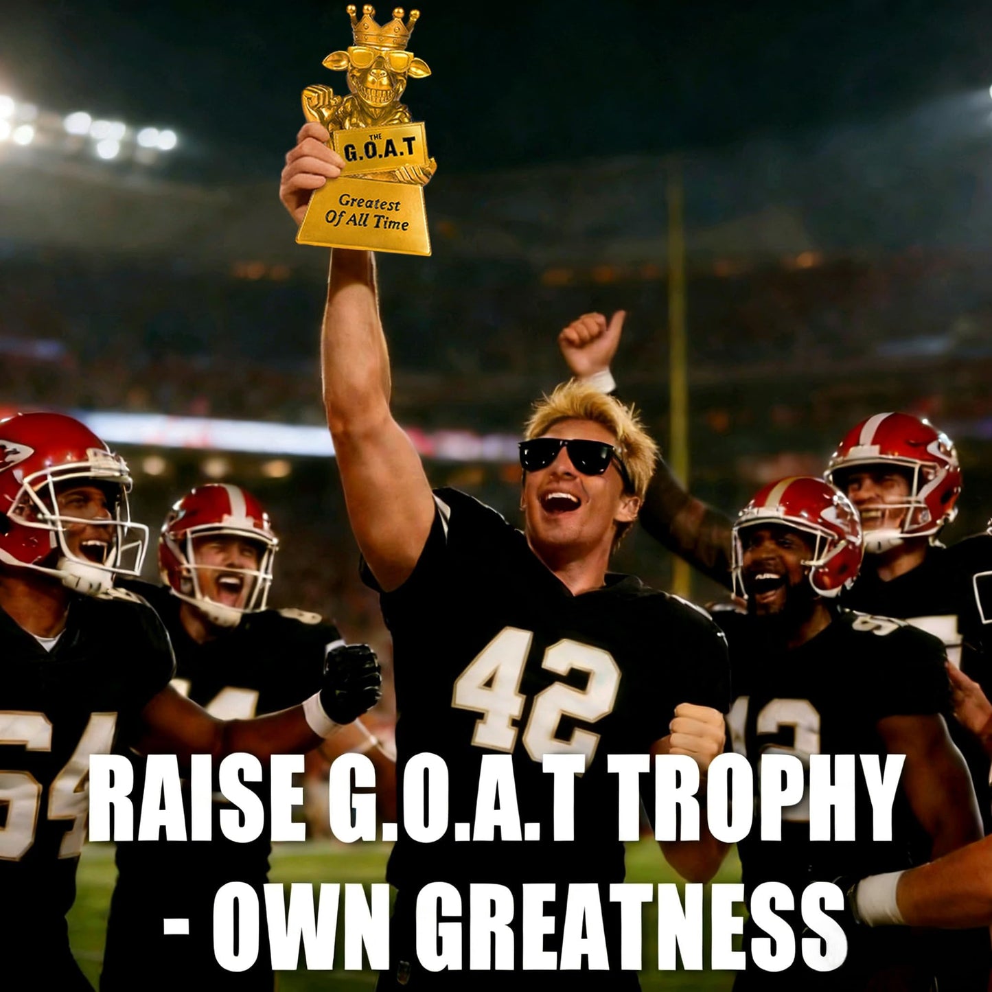 Pyoimmne Goat Trophy, 7" Muscle G.O.A.T. Resin Award, Funny Trophies for Fantasy Football, Sports Competitions, Trophy for Adults, Friends, Winners, Best Player, Coworkers, Encouragement Gift