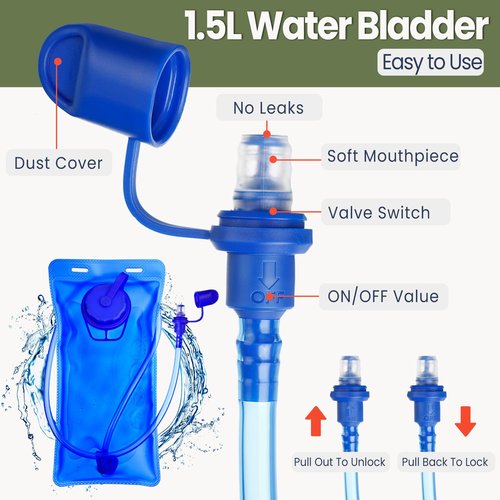 Shinylin 6 Pcs Kids Hydration Backpack with 1.5L Water Bladder Multicolor Kids' Hiking Backpack Hydration Pack Water Rucksack for Boys Girls Cycling Climbing Running