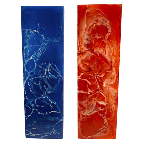 Malayan Products Knife Handle Scale Blanks Arylic Set 5.2in by 1.6in by 0.25in, Resin Grips Material Crafting, DIY Patriotic Knife Bladesmithing, Custom Blue and Red