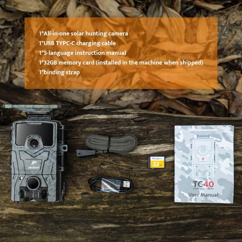 usogood 4k 48MP Trail Camera Solar Powered Trail Cam,Game Cameras with Night Vision Motion Activated Waterproof,Hunting Camera Built in Lithium Battery for Wildlife Monitoring with 32GB Memory Card