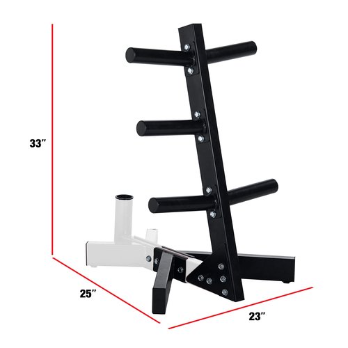 CAP Barbell Olympic Plate Tree Storage Rack for Weights and Bar, White