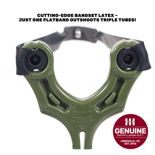 SimpleShot Axiom Ocularis Slingshot with Clay Ammo, Target, and Two Bands for Professional Hunting Target Marksmanship Shooting (Green)