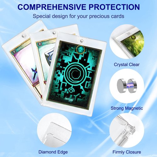 Magnetic Card Holder for Trading Cards - 10 Pack, 35pt One Touch Card Protectors Hard Plastic, Clear Card Sleeves Display Case for Game, Baseball Sports Cards