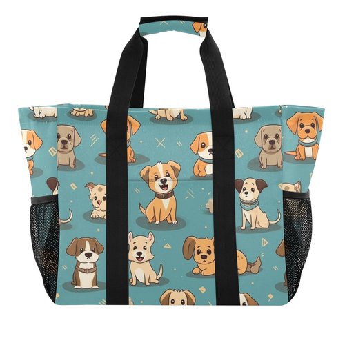 ALAZA Cute Funny Dogs Waterproof Beach Tote Bags for Travel Camping, Exercise