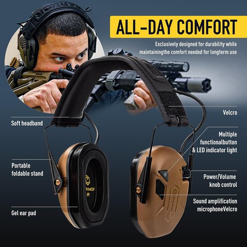 EARMOR Electronic Shooting Ear Protection Earmuffs, Bluetooth 5.4 Hearing Protection Ear Muffs with Gel Ear Pads, 29dB SNR Noise Reduction & 4X Sound Amplication Ear Protection for Gun Range