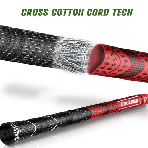 Geoleap Golf Grips Set of 13- Grips with Tapes and Grips with All Repair Kits for Choice,Hybrid Golf Club Grips,Standard/Midsize,All Weather Contral, High Feedback & Traction. (Standard, Red-Classic( 13 grips only with 15 tapes))