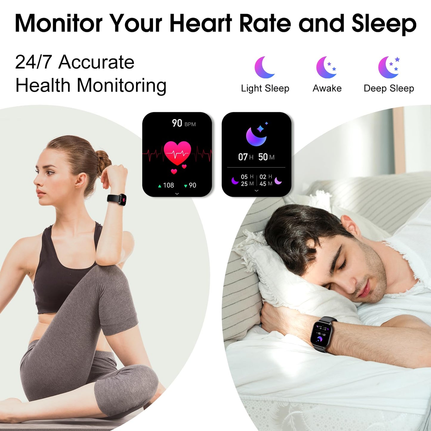 BP Doctor Smart Watch(Answer/Make Call),120+ Sport Modes Fitness Tracker with Sleep Heart Rate Monitor, Pedometer, IP68 Waterproof Fitness Watch for iOS Android