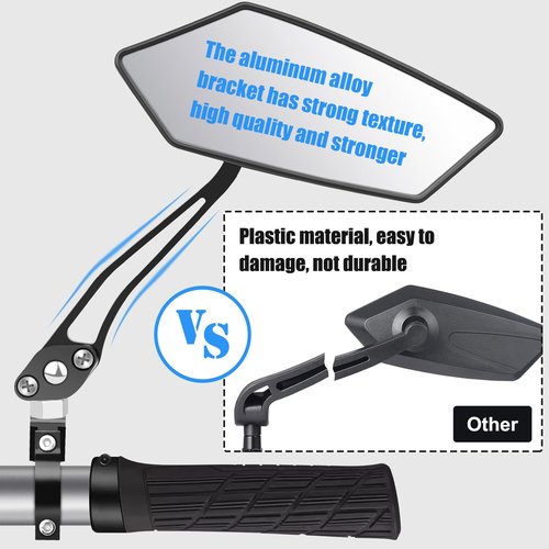 Diyife Bike Mirror 1 Pair, [New Version] HD Wide Angle Large Handlebar Rearview Mirror, Blast-Resistant 360°Adjustable Bicycle Rear View Mirror Accessories for Ebike Mountain Road Bike