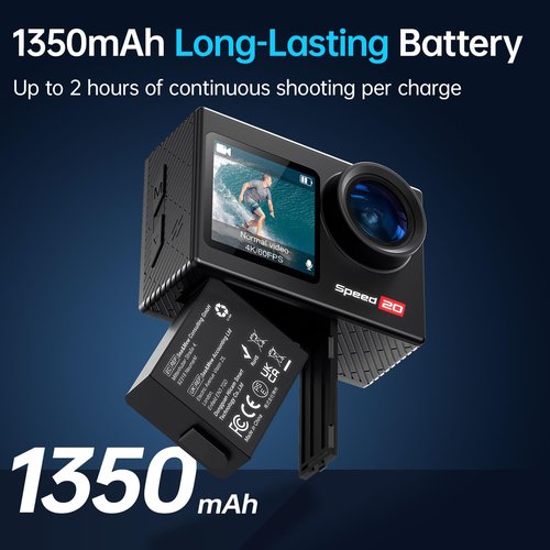 Hiicam Action Camera 4K60FPS 20MP with Touch Screen EIS Remote Control 131 FT Underwater Camera 5X Zoom Support Video&Photo Editing External Microphone Vlog Camera