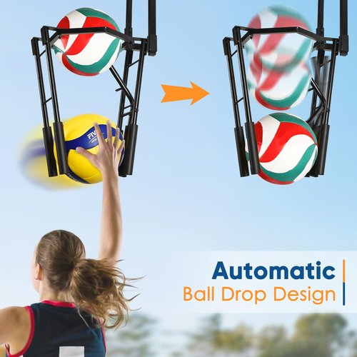 Automatic Volleyball Training Equipment Aid, Heavy Duty Volleyball Spike Serve Trainer for 3-Ball Training, Height Adjustable Volleyball Rebounder Practice Setter Training Equipment(No Ball)