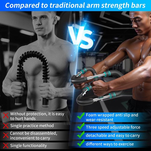 Twister arm Trainer, 100-120lb Adjustable Resistance Chest Workout Equipment,Forearm Power Exercise bar , pectoralis spinalis Device, Portable Detachable Design