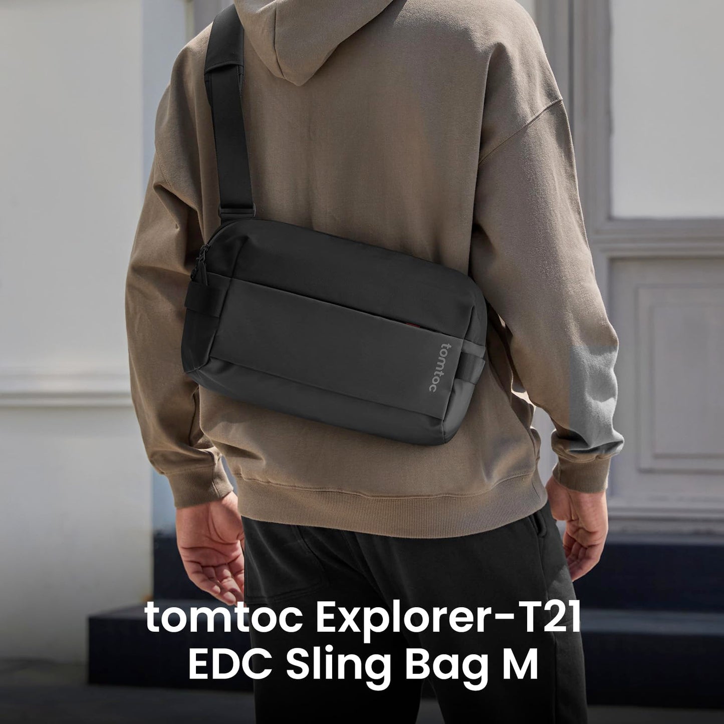 tomtoc 7L Sling bag for 2026 11-inch iPad Air M4/M3, iPad Pro 2025 (M5/M4), iPad (A16), Water-resistant Crossbody Shoulder Bag for Men Women, EDC Casual Chest Pack for Travel, Work, Gym, Sport