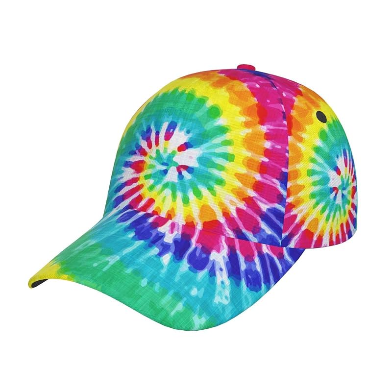 Tie Dye Rainbow Baseball Cap - Adjustable Snapback Trucker Hat