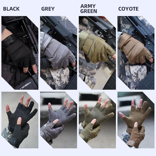 Seibertron S.O.L.A.G-T Tactical Three Fingerless Gloves - Quick Dry Non-Slip Tactical Gloves for Outdoor Activities Black M