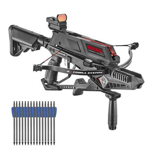 EK Archery Repeating Adder Crossbow 130 lb Cross Bow with 5 Shot auto-loading Magazine Includes 15 Carbon Arrows Bolts. Urban Preppers, Bushcraft, Home Defense, Target Shooters, Small Game Bow Hunting