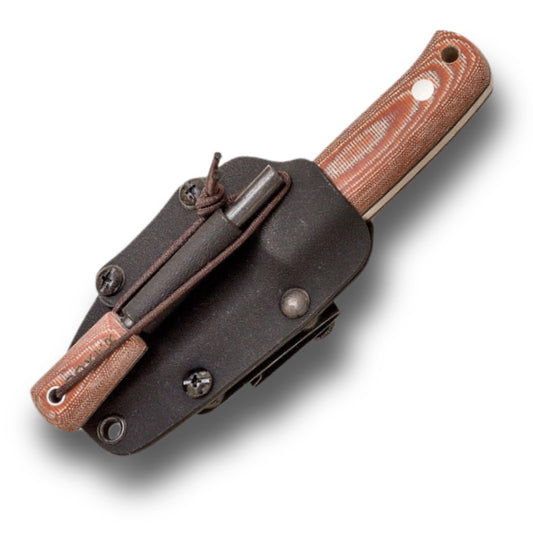 Joker "Erizo TS1 CD81-F Sports Survival Knife, Brown Canvas Micarta Handle, 2.95-inch Blade, Includes Kydex Sheath, 550 Paracord, and Fire Starter, Fishing, Hunting, Camping, and Hiking Tool