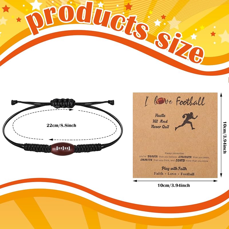 Football Bracelets with Inspirational Cards – 30 Sets Party Favors (Variation: Football)