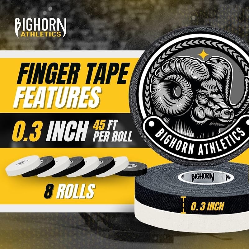 Finger Tape 0.3-Inch x 45-Foot 8 Rolls Black & White – Cotton Finger Tape for Grappling & Training