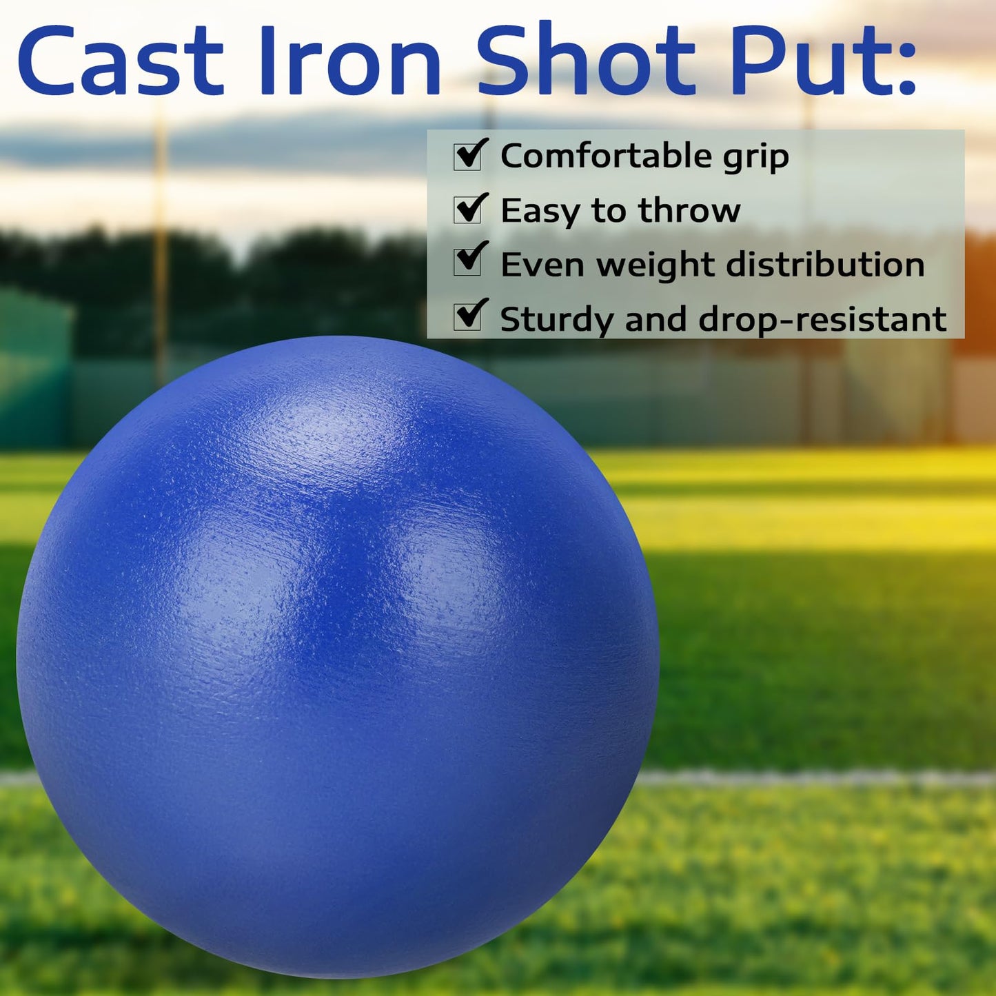 Zealor 2 Pack Iron Shot Put 8 lbs Outdoor Shot Put Ball Blue Shotput 8lbs Track and Field Equipment Competition for Spring High School Practice