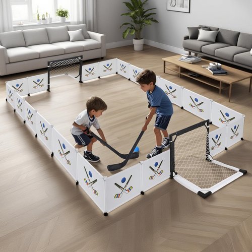 Knee Hockey Set, Full Court Mini Hockey Sets -106x96 in, Easy to Assemble and Disassemble, Very Durable and Reusable, Intense Confrontation, Stable and Firm, Mini Hockey Net