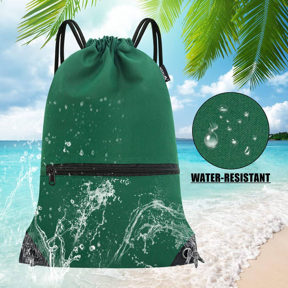 HOLYLUCK Drawstring Backpack Bag Sport Gym Sackpack (Bottle Green)