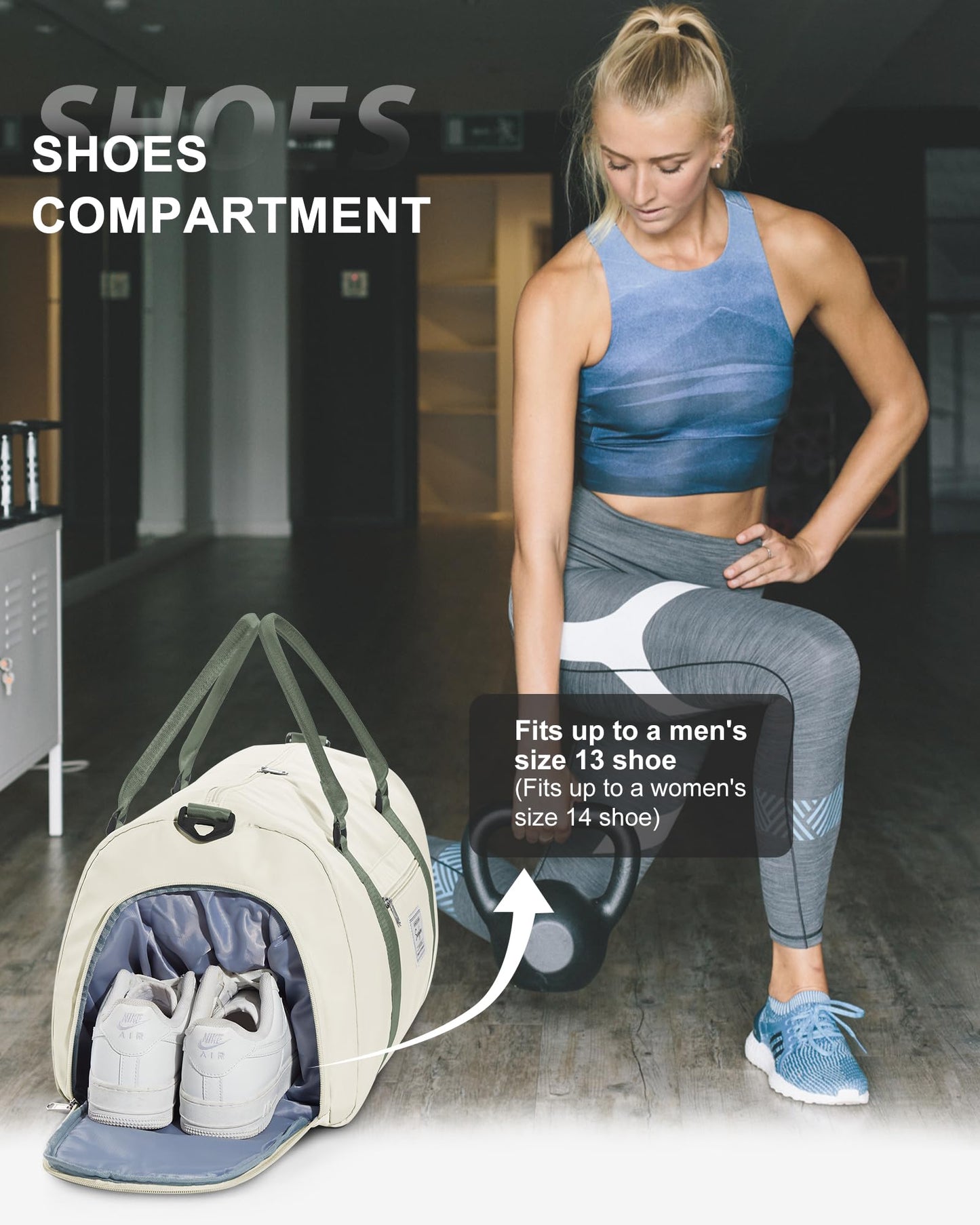 Gym Bag Womens Mens with Shoes Compartment and Wet Pocket Travel Duffel Bag for Women for Plane Sport Gym Tote Bags Swimming Yoga Waterproof Weekend Overnight Carry on Bag Hospital Holdalls