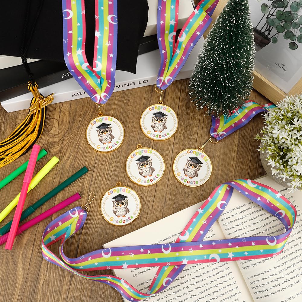 Congrats Kids Graduation Medal, 2 Inch Kindergarten Preschool Graduation Medals for Kids with Rainbow Neck Ribbon for Students Award Medallion Graduation Gifts, Graduation Decorations Class of 2025