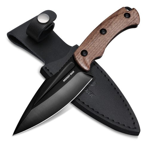 MOSSY OAK 8.5-inch Full-tang Fixed Blade Knife with Sheath, Stainless Steel Blade, Outdoor Knives for Survival, Camping, Hiking (G10 Handle-Brown)