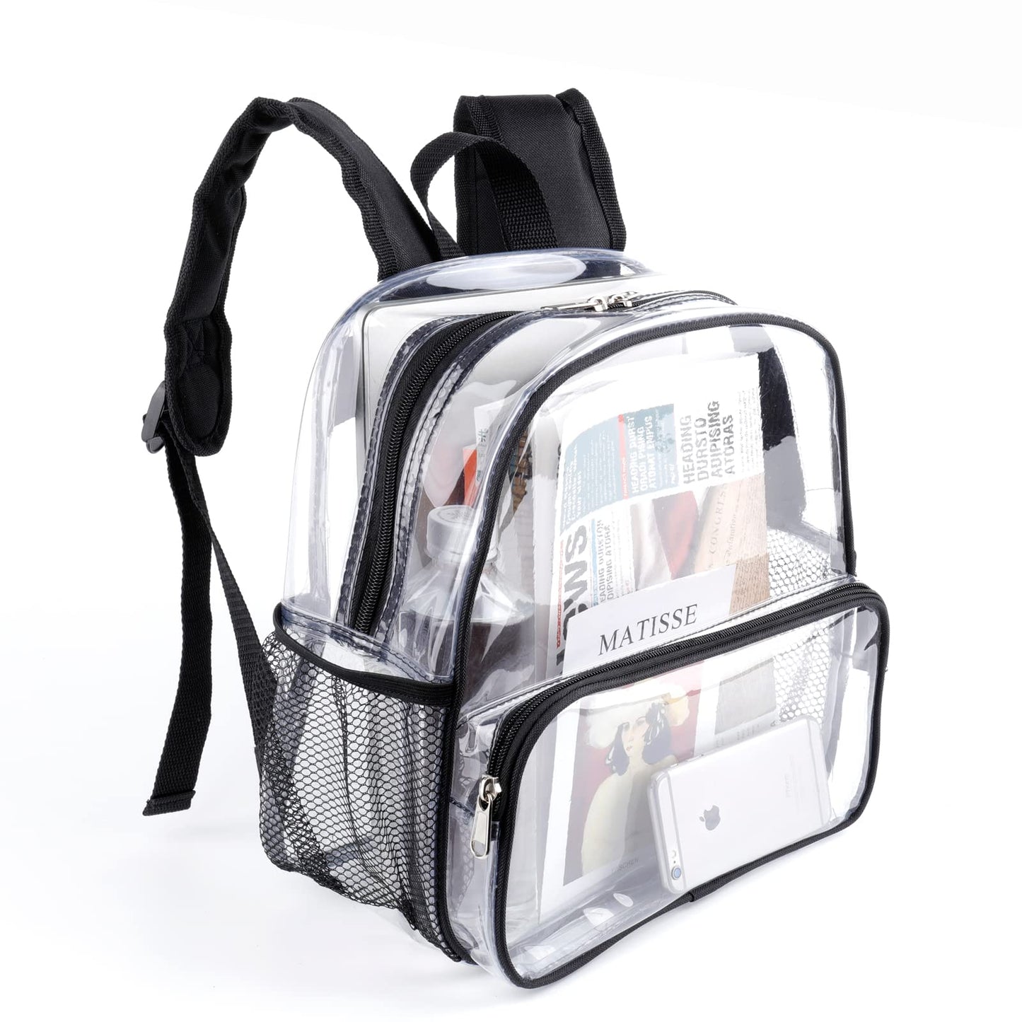 Crosstime Clear Backpack for Stadium Events 12x6x12, Stadium Approved Transparent Bag with Reinforced Straps for Sports, Games, Concerts, Festivals