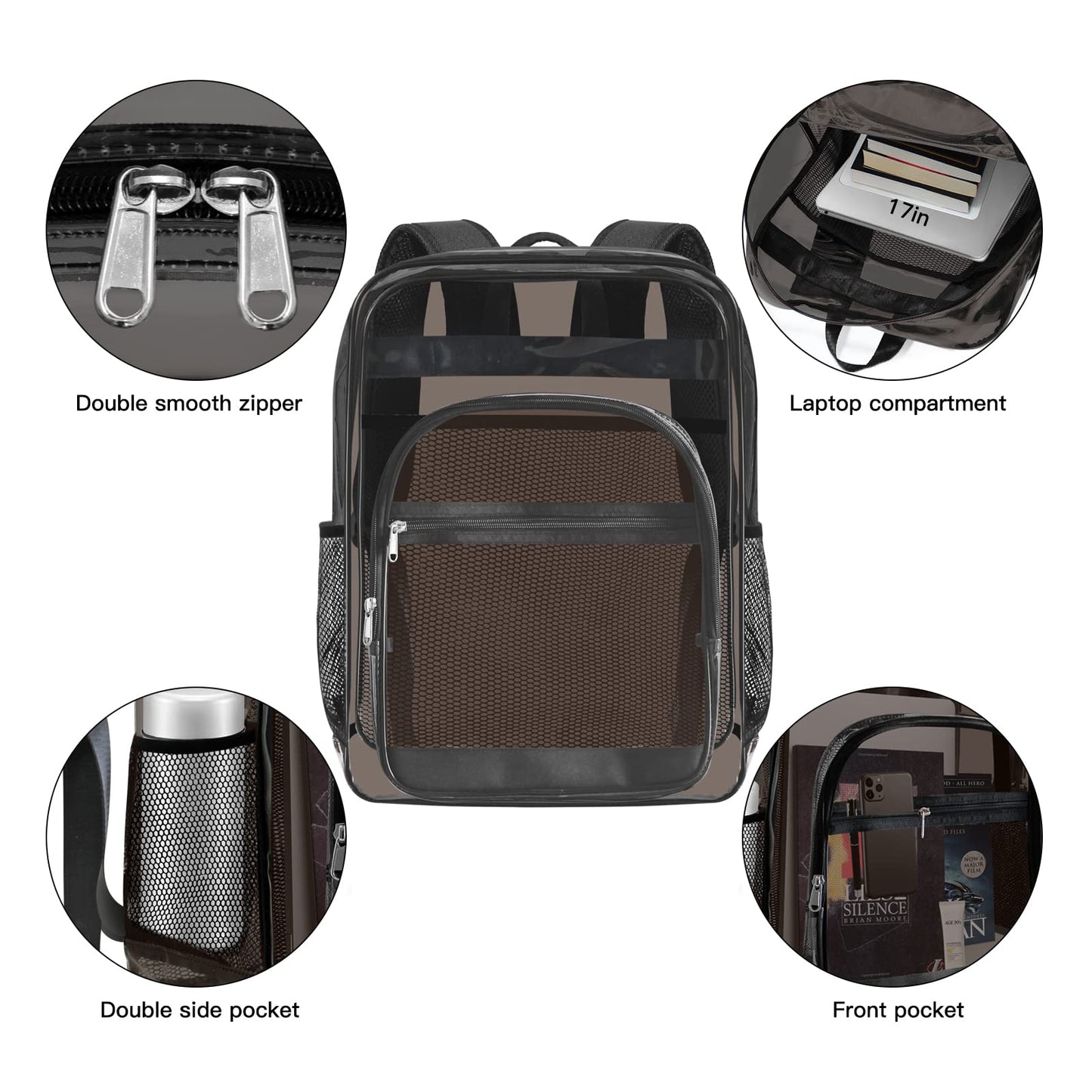 SDFGHG Clear Backpack,Sturdy Shape Heavy Duty Large Clear Backpack