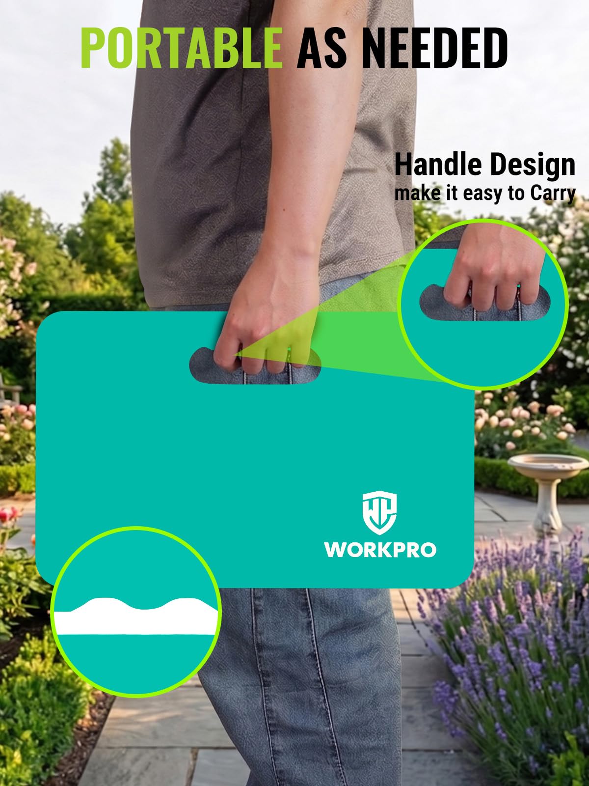 WORKPRO Extra Thick Kneeling Pad, Robin's Egg Blue, 17.5 x 11 x 1.5 in