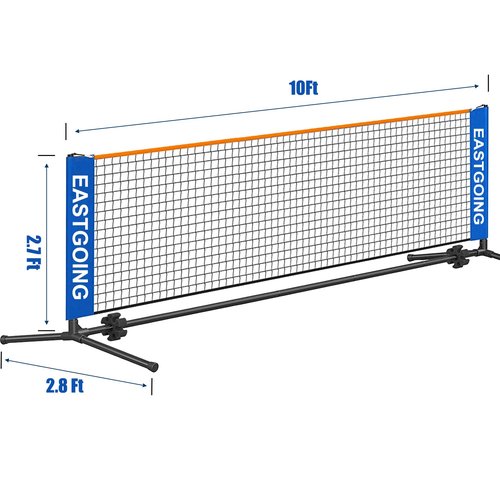 Eastgoing 10 ft Mini Portable Soccer Tennis Net | Mini Pickleball Net System with Carrying Bag for Driveway Backyard. Easy Assemble Beach Tennis Net | Tennis Practice for Indoor and Outdoor