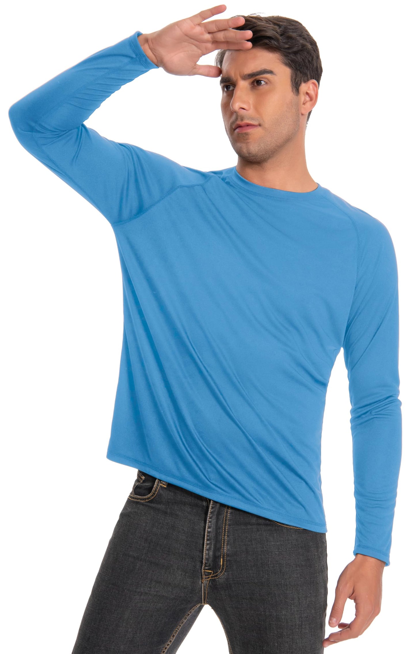 Runceptual Men's Sun Protection Shirts UPF 50+ UV Long Sleeve Rash Guard Shirts Lightweight Quick Dry for Fishing Swimming Running Hiking Dark Gray 2XL