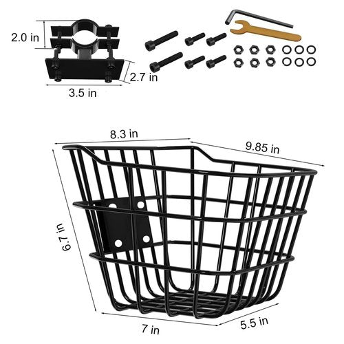 CJXSHHAMZ Small Basket for Scooter with Fixed Holder - Rust-Resistant Front Mount for Electric & Kick Scooters - 5LB Capacity Fits Bikes, Tricycles, Knee Scooters - Unisex Design (Black)