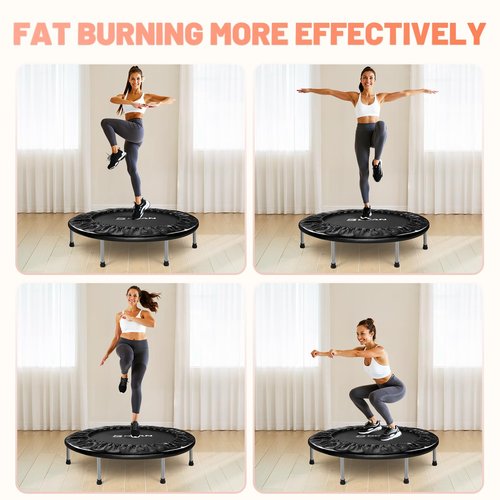 BCAN 38" Foldable Mini Trampoline Fitness Trampoline with Safety Pad,Rebounder Exercise Trampoline for Adults Indoor/Garden Workout,Max Load 300lbs