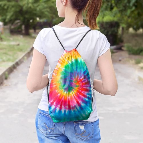 Saintrygo 12 Pieces Tie Dye Cotton Drawstring Bags Sublimation Blank Backpack White Canvas Drawstring Bags DIY Items for Party Favors (White)