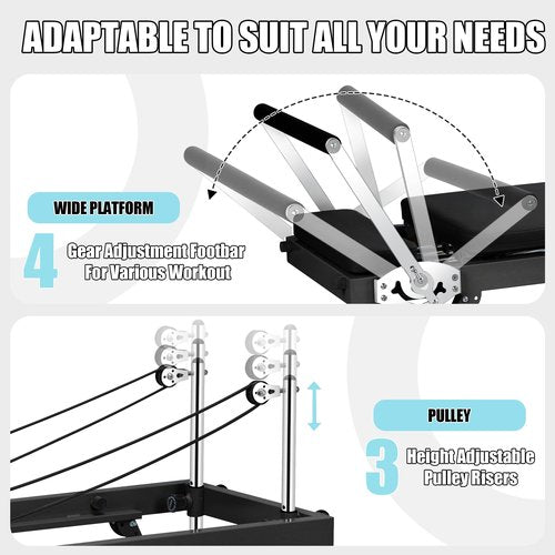 Pilates Reformer Machine for Home Workout, 78" Foldable Pilates Equipment with Dual Resistance& Springs and Cords,Suitable for Advanced and Beginners Users, Up to 400 lbs Weight Capacity