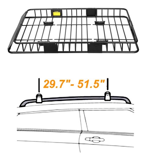 XCAR Roof Rack Basket Rooftop Cargo Carrier with Extension Black Car Top Luggage Holder 64"x 39" Universal for SUV Cars