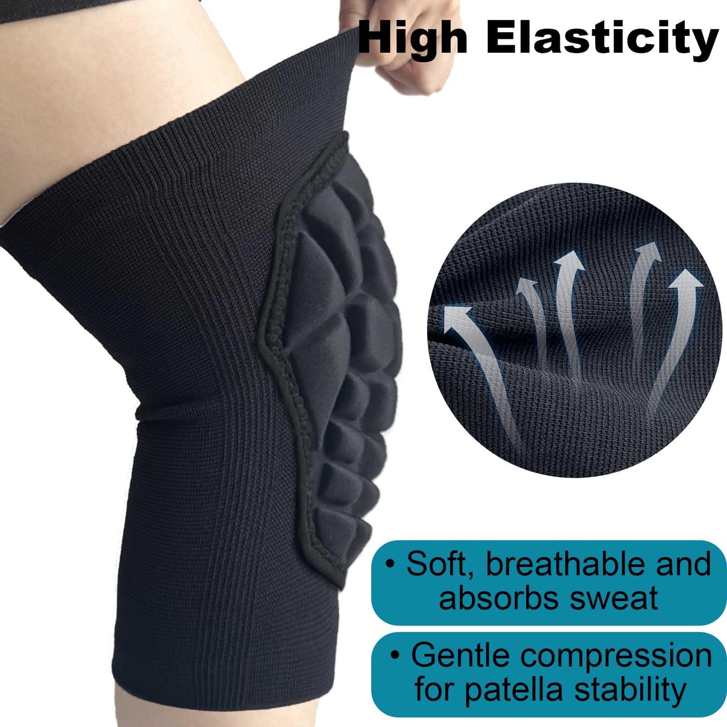 Men Women Knee Pads for Wrestling Volleyball Soccer, Flexible Lightweight Kneepads with Comfortable Foam Padding for Pole Dance Yoga Mountain Bike Skateboard, Youth Knee Pad for Sports & Work, Black M