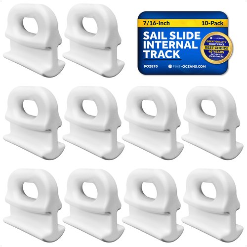 Five Oceans 10-Pack Sail Slide - Internal Track - 7/16-Inch (11mm) Internal Mast Track Slide for Small to Medium-Sized Sailboats, Cruising Yachts, Ketches, and Yawls- FO2870
