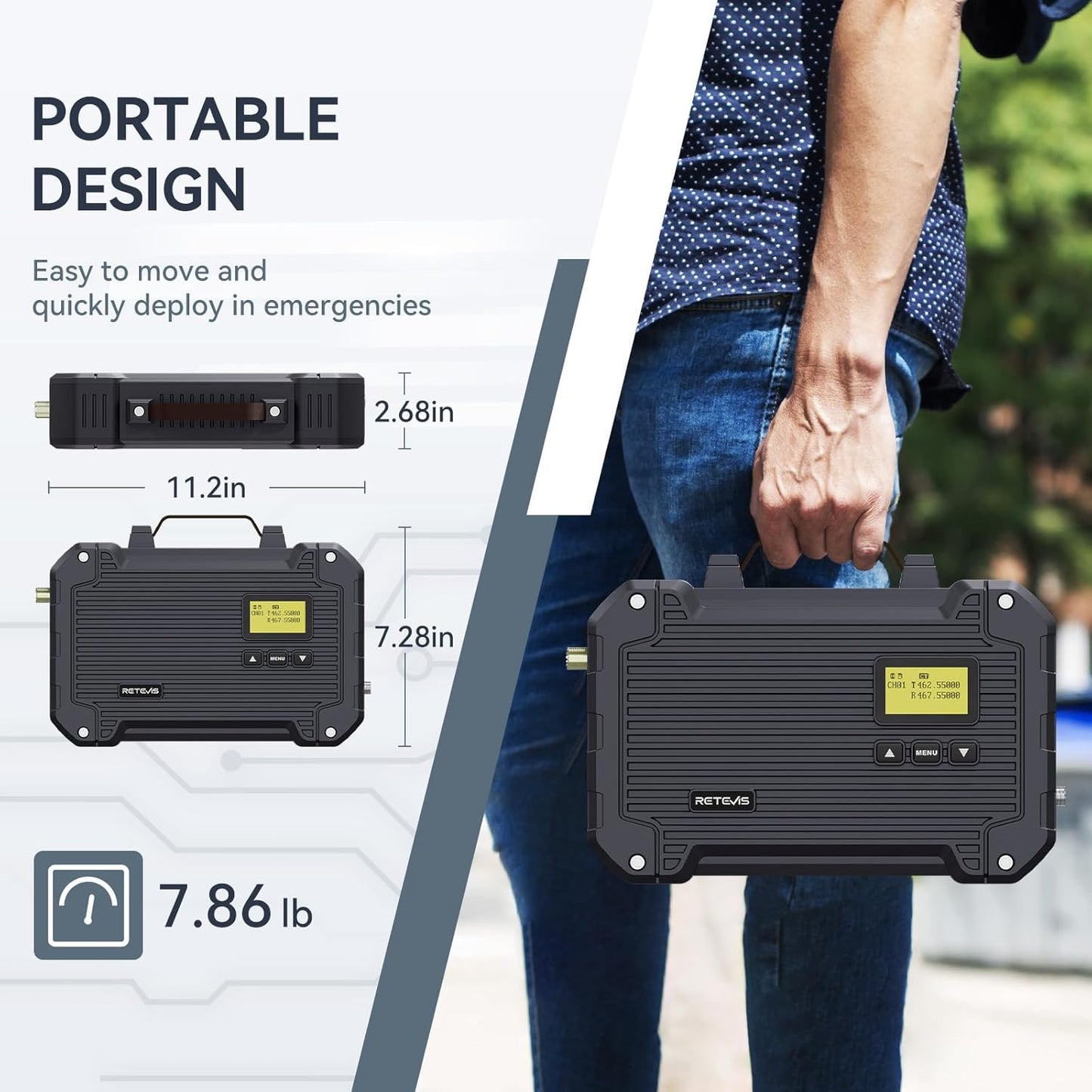 (3rd Gen RT97) Retevis RT97L Up to 25W GMRS High-Power Repeater, IP66 Waterproof, Long Range Base Station Compatible with Raspberry Pi for Farms, Remote Areas & Home Use (1 Pack)