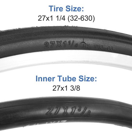 RUTU 2 Pack 27x1 1/4 Road Bike Tires and 27" Bike Tubes - Schrader Valve with 2 Rim Strips,Tire Levers - Fit for 27x1.25 27 x 1 1/4 Bike Bicycle Tires and Tubes