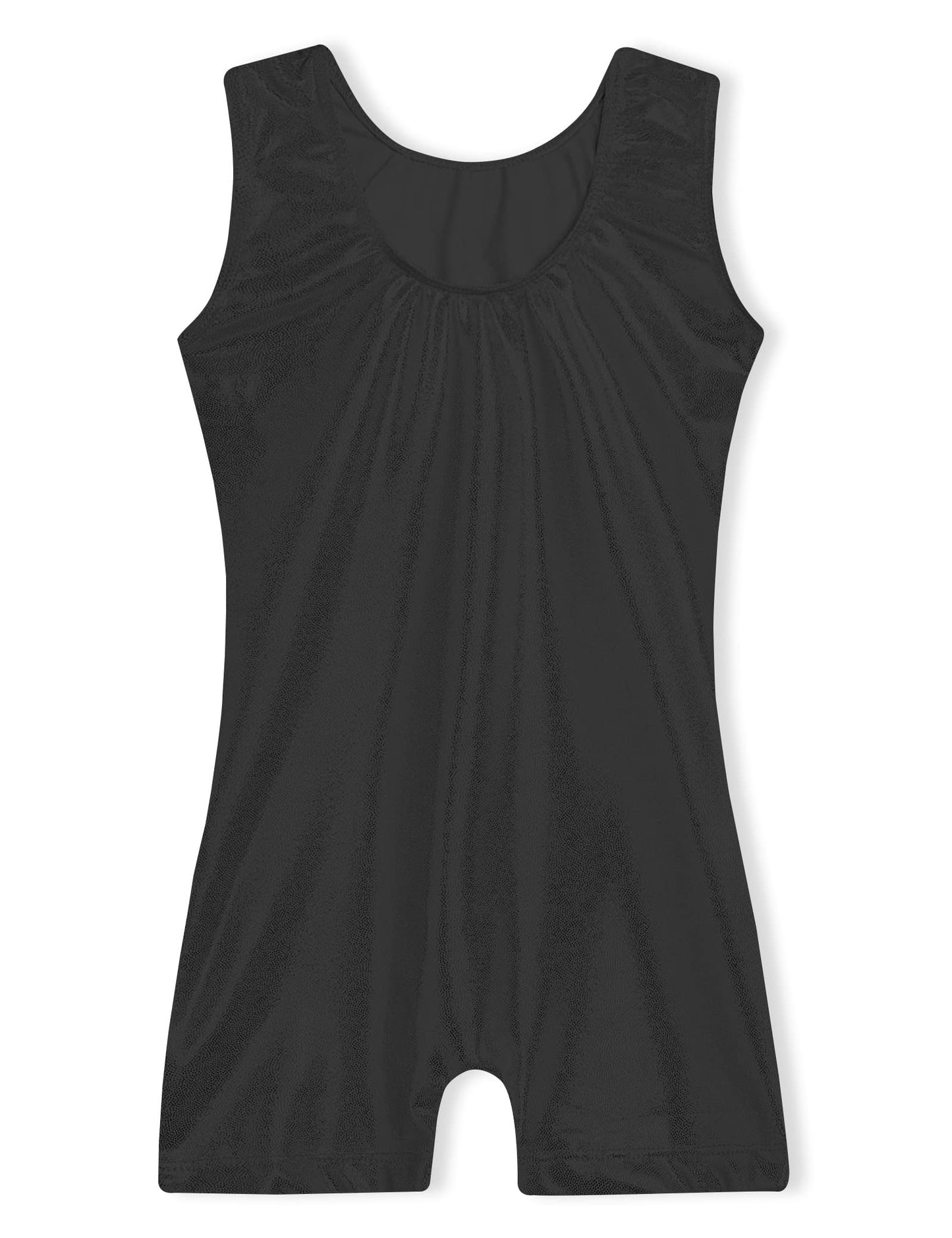 Domusgo Gymnastics Leotards for Girls 9-10 Years Old Glitter Black One Piece Unitard with Shorts