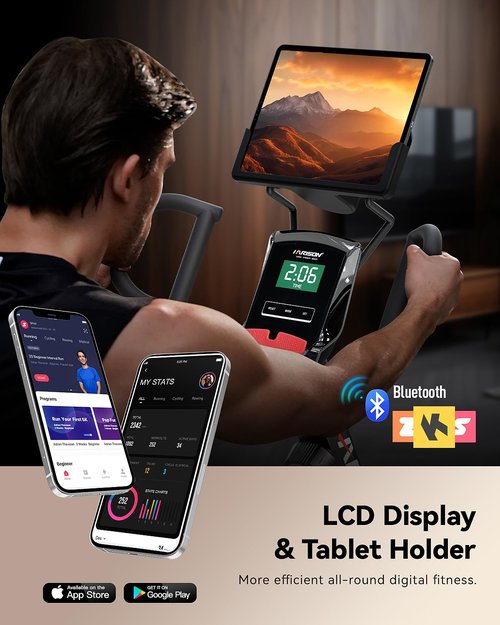 HARISON Pro Recumbent Exercise Bike 400 lbs Capacity, Magnetic Recumbent bike for Adult and Seniors, Recumbent Stationary bike for Home with Smart Bluetooth App, 2 in 1 LCD Monitor and Tablet Holder, Heart Rate monitor