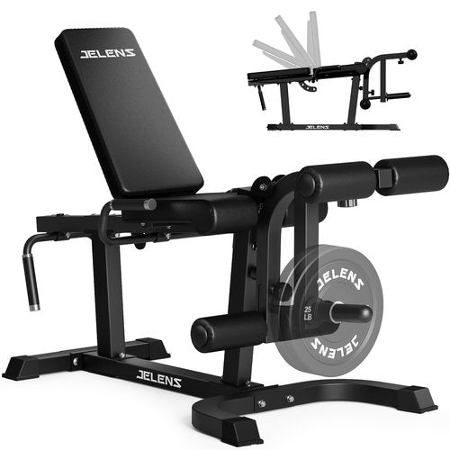 JELENS J10 Leg Extension and Curl Machine, 440LB Adjustable Leg Curl Machine for Home Gym, Seated Leg Extension and Lying Curl Machine for Lower Body Workouts (Black)